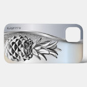Coques Case-Mate iPhone Cool Parties scintillant argentée Ananas métalliqu (Verso (horizontal))