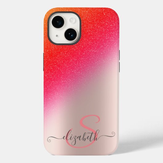Coques Case-Mate iPhone Cool Parties scintillant Ombre Rose or Monogramme (Verso)