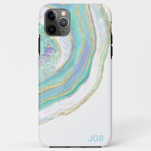 Coques Case-Mate iPhone Cool Pastel Aqua et Agate pourpre avec Monogramme (Dos)