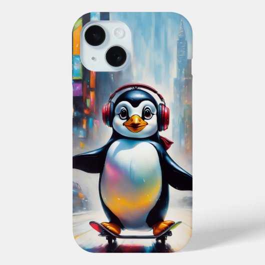 Coques Case-Mate iPhone Cool Peinture d'Art numérique de pingouin (Verso)