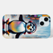 Coques Case-Mate iPhone Cool Peinture d'Art numérique de pingouin (Verso (horizontal))