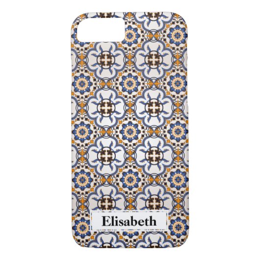 Coques Case-Mate iPhone Cool Portugais Azulejo bleu jaune personnalisé (Dos)