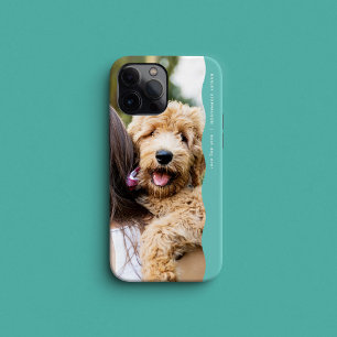 Coque Pour iPhone 15 Cool preppy turquoise ondulé bord une photo
