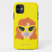 Coques Case-Mate iPhone Cool Redhead with Glasses Yellow Custom Name (Dos)