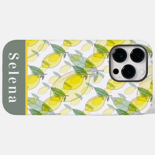 Coques Case-Mate iPhone Cool Retro jaune citron noir Motif (Verso (horizontal))