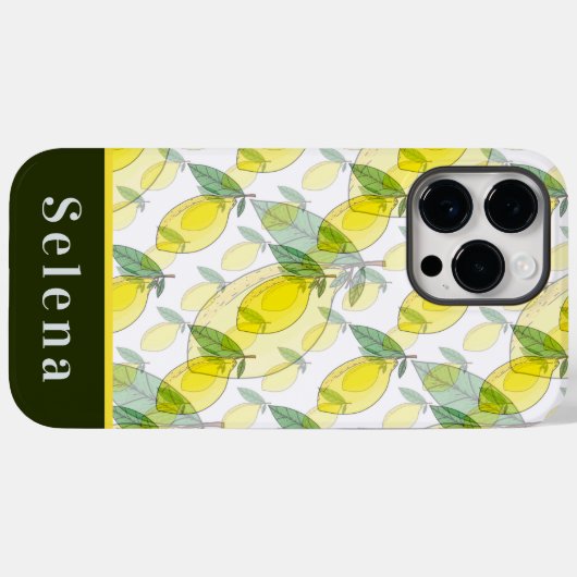 Coques Case-Mate iPhone Cool Retro jaune citron noir Motif (Verso (horizontal))