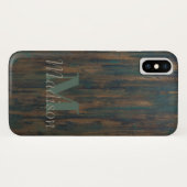 Coques Case-Mate iPhone Cool rustique en bois foncé Monogramme Nom initial (Dos (Horizontal))