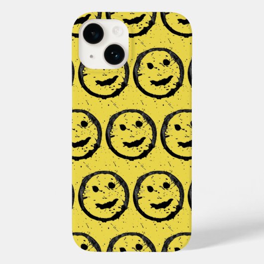 Coques Case-Mate iPhone Cool Sardé Joyeux visage souriant motif jaune (Verso)