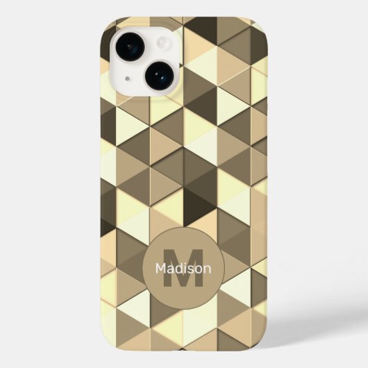 Coques Case-Mate iPhone Cool sépia triangle motif géométrique Monogramme (Verso)