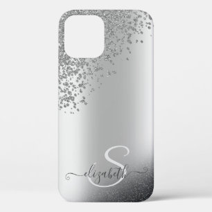 Case-Mate iPhone Case Cool Silver Glitter Diamants Monogramme