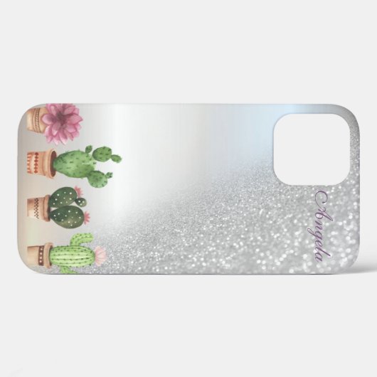 Coques Case-Mate iPhone Cool Silver Parties scintillant Ombre, Cactus (Verso (horizontal))
