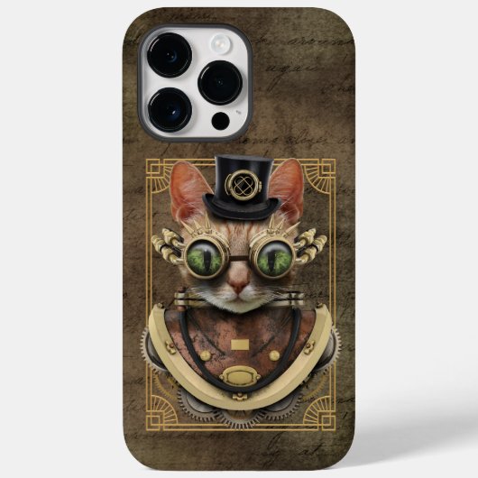 Coques Case-Mate iPhone Cool Steampunk Orange Tabby Chat (Verso)