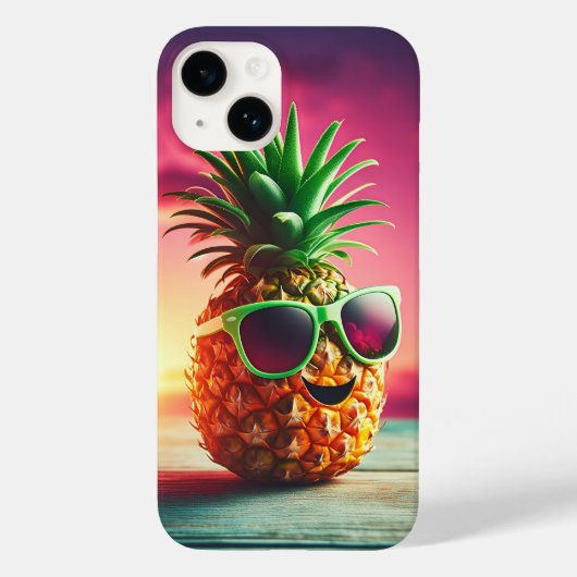 Coques Case-Mate iPhone Cool Summer Pineapple with gree Sunglasses - Happy (Verso)