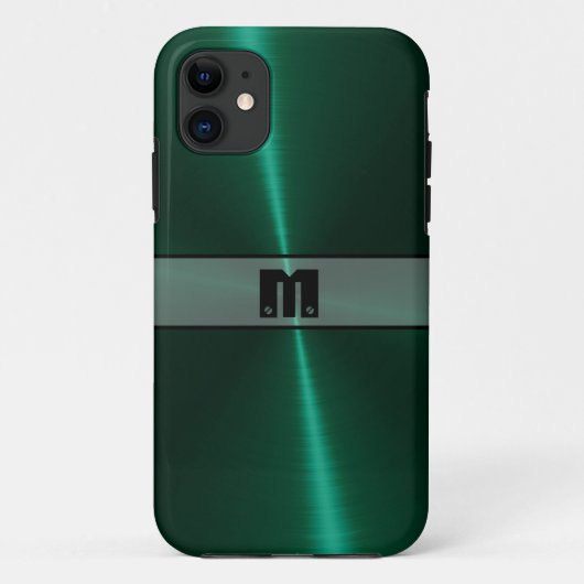 Coques Case-Mate iPhone Cool Vert brillant acier inoxydable métal 14 (Dos)