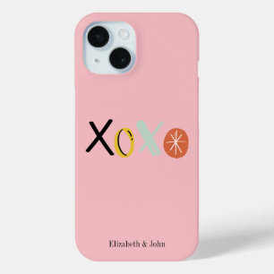 Coque Pour iPhone 15 Cool "XOXO" Coeurs Saint Valentin