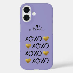 Coques iPhone 16 Cool "XOXO" Gold Hearts Heureuse Sainte-Valentin