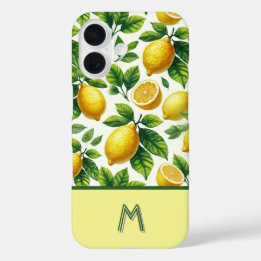 Coques iPhone 16 Cool zesty citrons à motif mongrammé