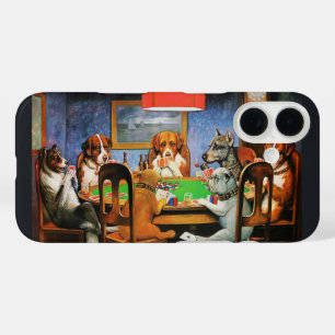Coques iPhone 16 Coolidge Classique Jeu de Poker pour Chien Art Vin