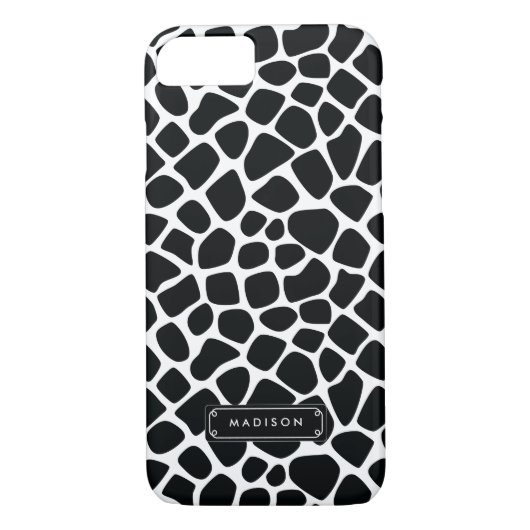 Coques Case-Mate iPhone Copie blanche noire chique de girafe personnalisée (Dos)