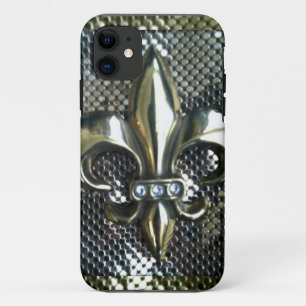 COQUES POUR iPhone COPIE DE FLEUR-DE-LIS DE MAILLE D'OR ET D'ARGENT