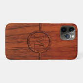 Coques Case-Mate iPhone Copie en bois d'acajou de monogramme (Dos (Horizontal))