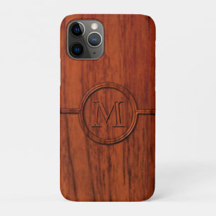 Coque Case-Mate Pour iPhone Copie en bois d'acajou de monogramme