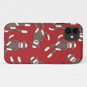 Coques Case-Mate iPhone Copie rouge de singe de chaussette (Dos (Horizontal))