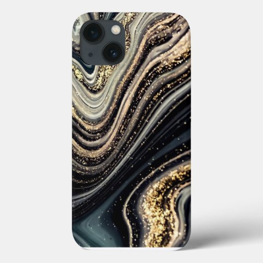 Coques Case-Mate iPhone Coque-coque iphone abstrait noir et or (Verso)