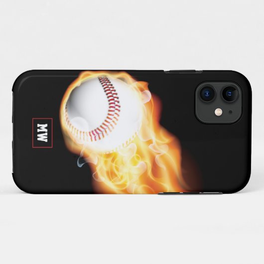 Coques Case-Mate iPhone Coque-coque iphone de baseball monogramme (Dos (Horizontal))