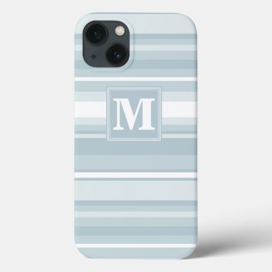 Coques Case-Mate iPhone Coque-coque iphone de Monogramme à rayures bleues (Verso)