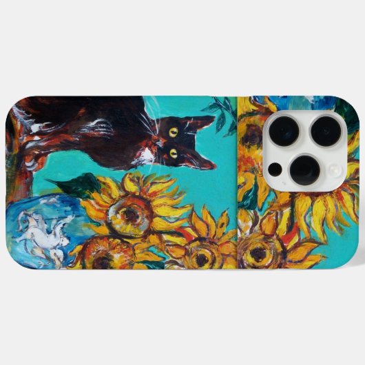 Coques Case-Mate iPhone Coque-M BLEU TURQUOISE AVEC CHAT NOIR (Verso (horizontal))