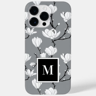 Coque Pour Pour iPhone 14 Pro Max Coque-Mat à fleurs de Magnolia de Gris Ultime