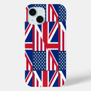 Coque Pour iPhone 15 Coque-Mate iPh, Drapeau américain et britannique à