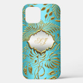 Coques Case-Mate iPhone Coque-Mate Turquoise Gold Damask (Verso)