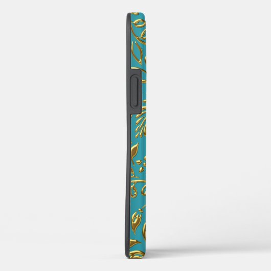 Coques Case-Mate iPhone Coque-Mate Turquoise Gold Damask (Verso / Droite)