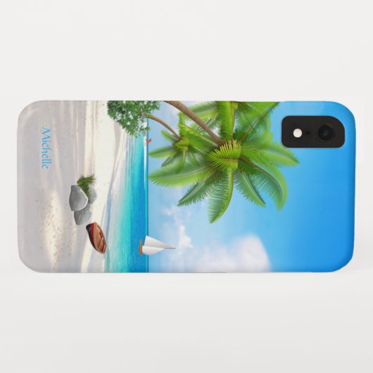 Coques Case-Mate iPhone Coque: Plage des Caraïbes avec nom (Dos (Horizontal))
