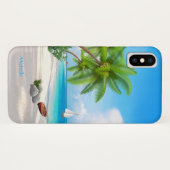 Coques Case-Mate iPhone Coque: Plage tropicale Ocean avec nom (Dos (Horizontal))