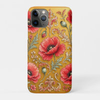 Coquelicot fleur design doré