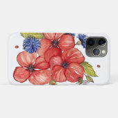 Coques Case-Mate iPhone Coquelicot rouge et bleuet aquarelle (Dos (Horizontal))