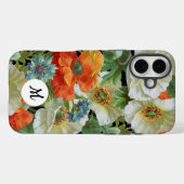 Coques Case-Mate iPhone Coquelicots blancs et orange sur fond noir avec in (Verso (horizontal))