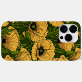 Coques Case-Mate iPhone Coquelicots jaunes sur vert foncé (Verso (horizontal))
