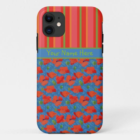 Coques Case-Mate iPhone Coques iPhone 5/5s Pavots écarlates et Rayures (Dos)