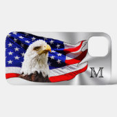 Coques Case-Mate iPhone Coques iphone américains du drapeau Monogramme (Verso (horizontal))