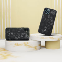 Coques iphone de monogramme en pierre gris foncé