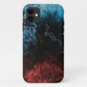 Coques iphone de peinture abstraite rouge et marin