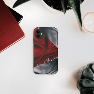 Coques iphone en textile rouge et gris
