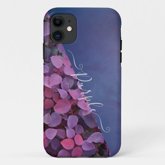 Coques Case-Mate iPhone Coques iphone monogrammes de feuillage violet et r (Dos)
