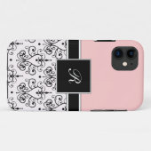 Coques Case-Mate iPhone Coques iphone roses de monogramme (Dos (Horizontal))