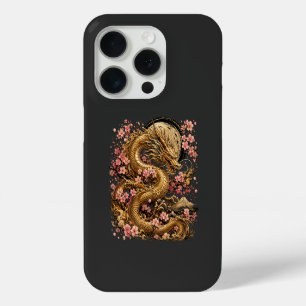 Coques pour iPhone 15 Pro Fantaisie Dragon Doré Ma