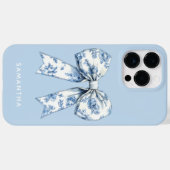 Coques Case-Mate iPhone Coquette Bleu Aquarelle Toile Bois avec Nom Blanc (Verso (horizontal))